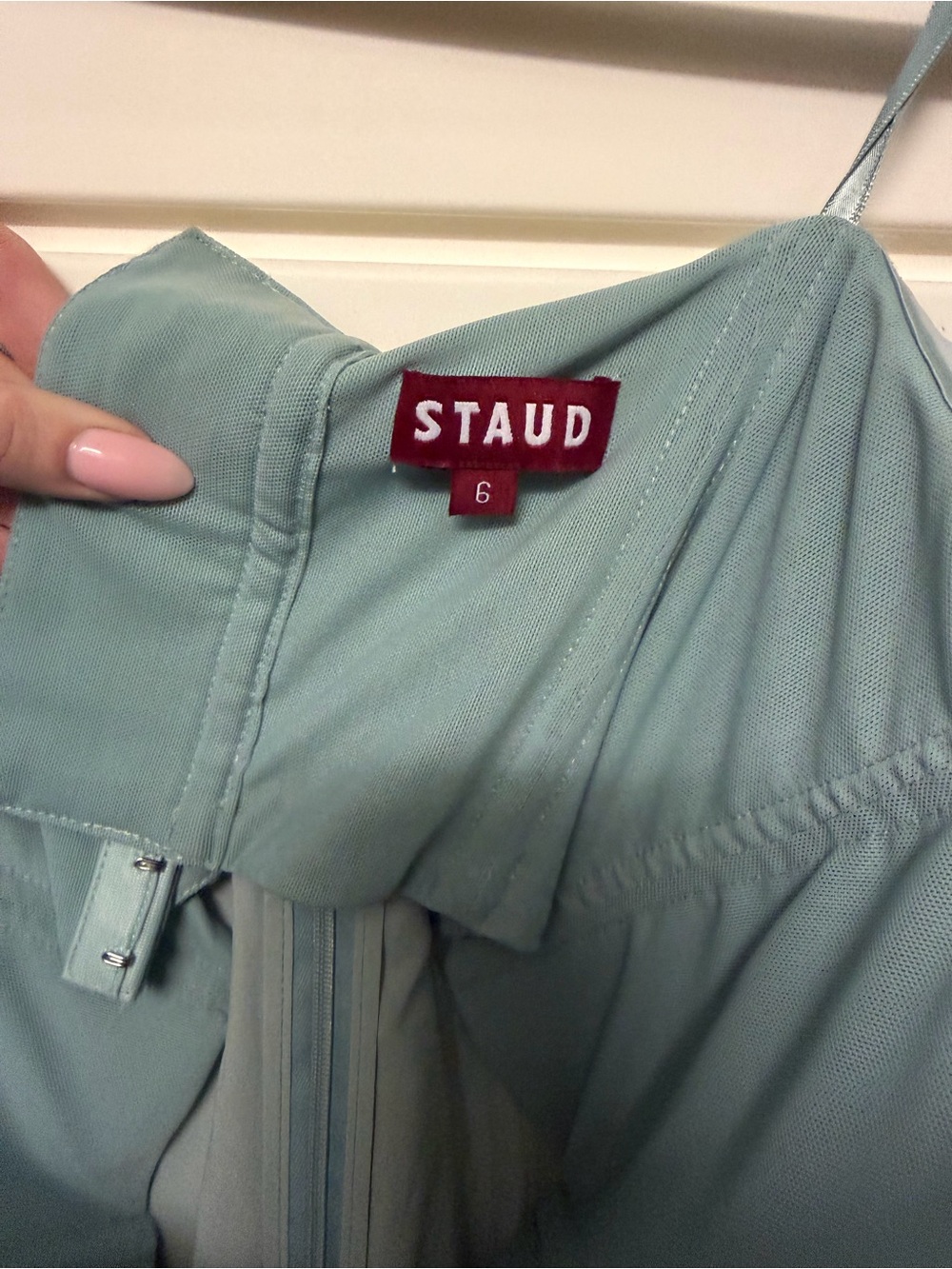 STAUD Casey Strapless Midi Dress in Mist (Seafoam) - Picture 5 of 5
